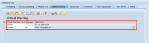 Enter Critical Warning in the SAP Add-On for EUDAMED