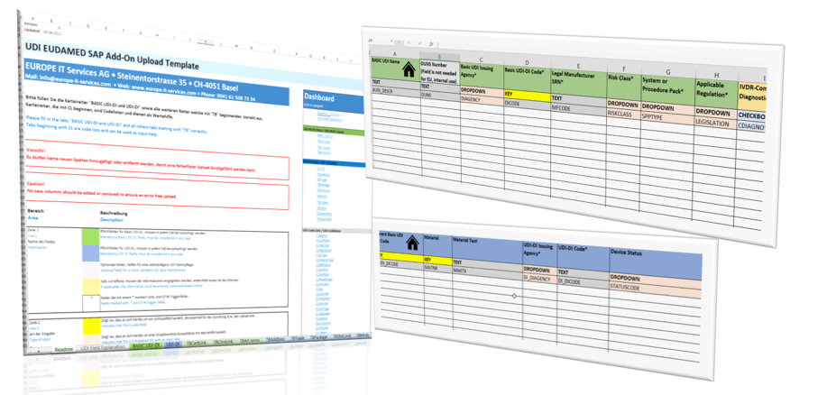 Global UDI SAP Add-on Excel template for bulk UDI maintenance and data migration